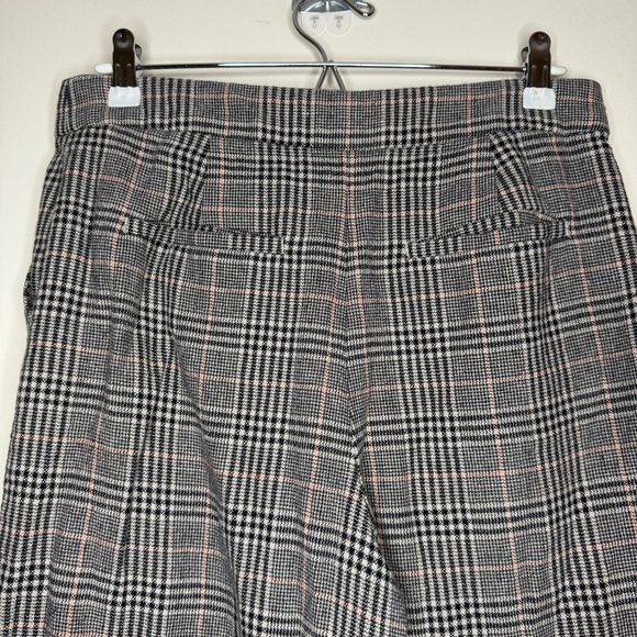 LOFT Dark Academia Plaid Linen Blend Neutral Wide Leg Cropped Dress Slacks Pants - Picture 8 of 9
